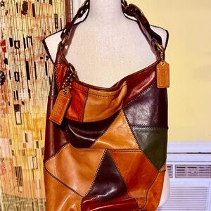 Colorful Patchwork Leather Shoulder Bag - Vintage. Rare Find